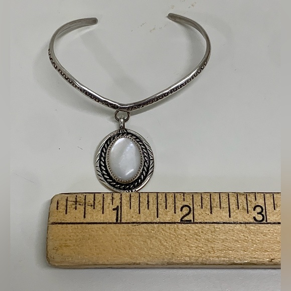 Victorian Era Antique Sterling Silver Bracelet w/ Moonstone Pendant - Picture 11 of 16